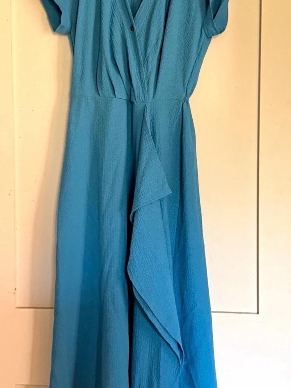 Calvin Klein Teal Midi Dress with Front Drape